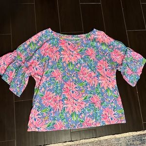Lilly Pulitzer blue and pink flower top